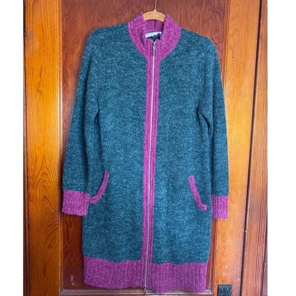 VINTAGE Linea Leisure Long Zip Sweater Medium - Picture 1 of 8